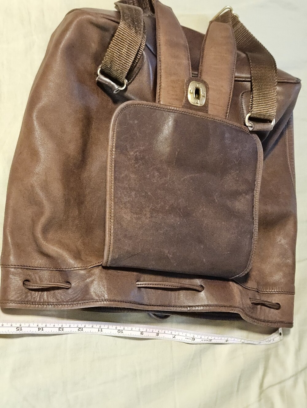 Large Leather Drawstring Coach Backpack - Picture 10 of 11